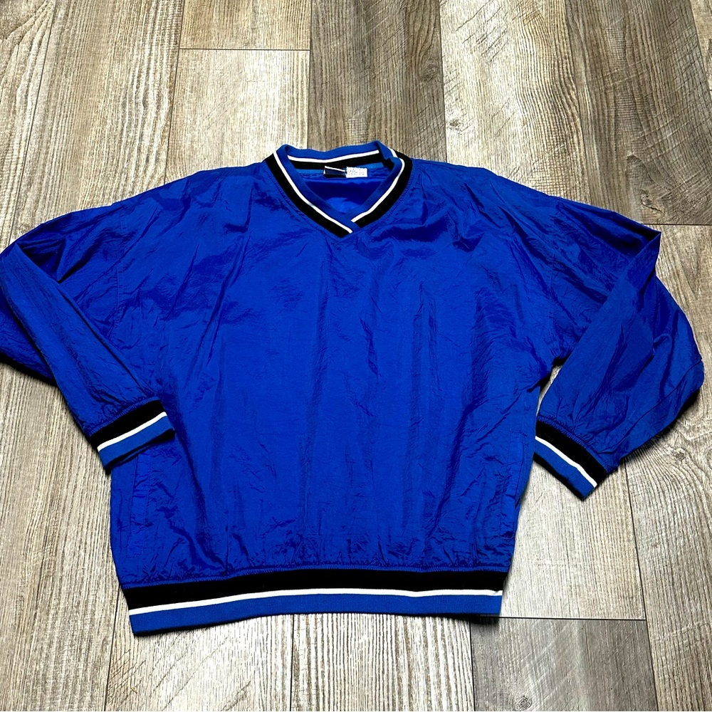 Vintage Blue v neck varsity pullover side zip Energy Zone 80s 90s jacket